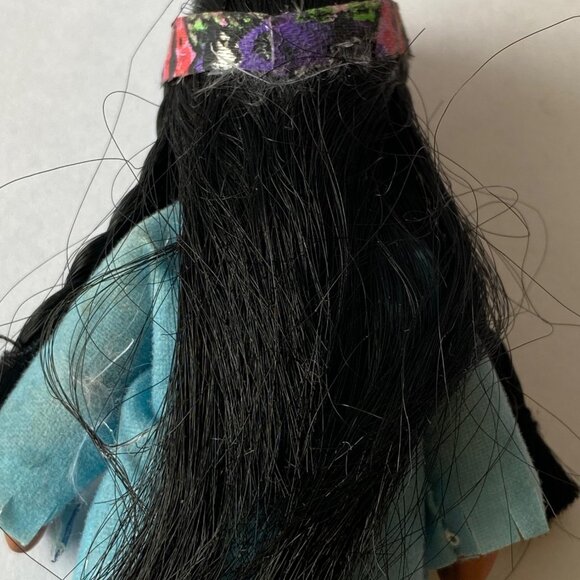 Handcrafted Native American-Inspired Doll Ornament With Beaded Necklace & Blue F - Picture 4 of 8